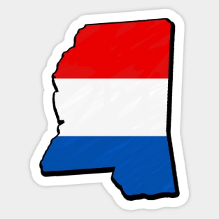 Red, White, and Blue Mississippi Outline Sticker